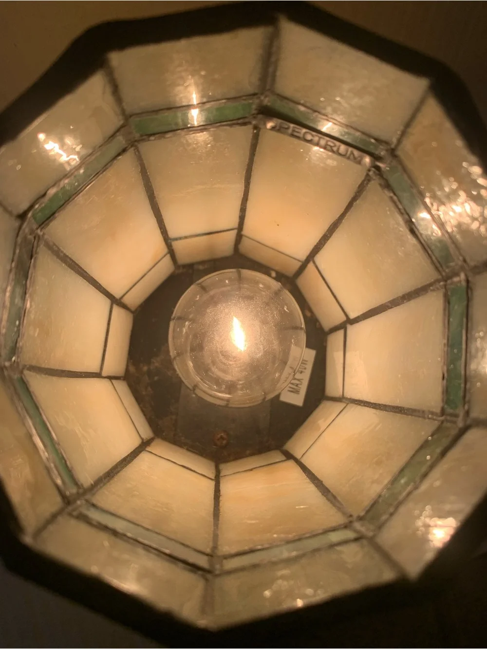 Tiffany Style Stained Glass Cylinder Table Lamp Geometric Pattern 8